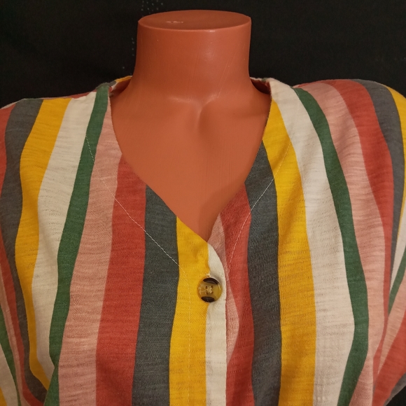 1X Bobbie Brooks Striped button down knot hem plus size top - Picture 5 of 8
